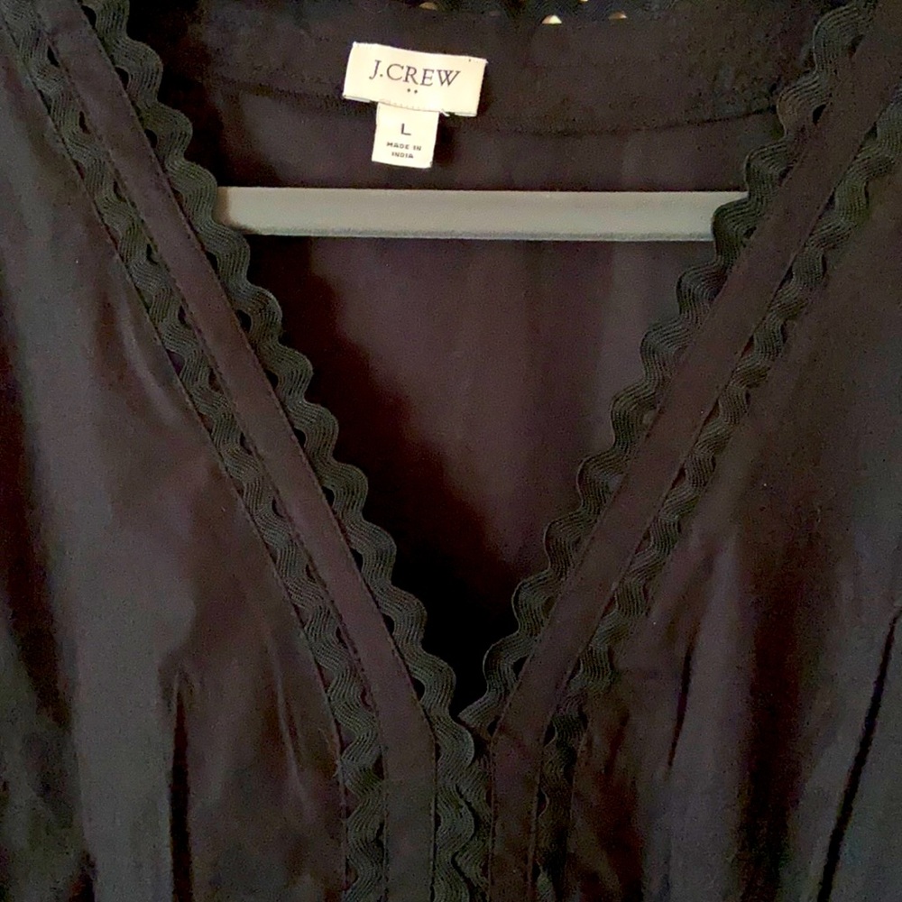 JCrew Black Cotton Long-sleeve Eyelet Dress